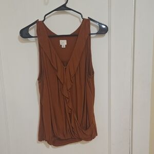 Women's Ruffle Tank Top - Copper Colored